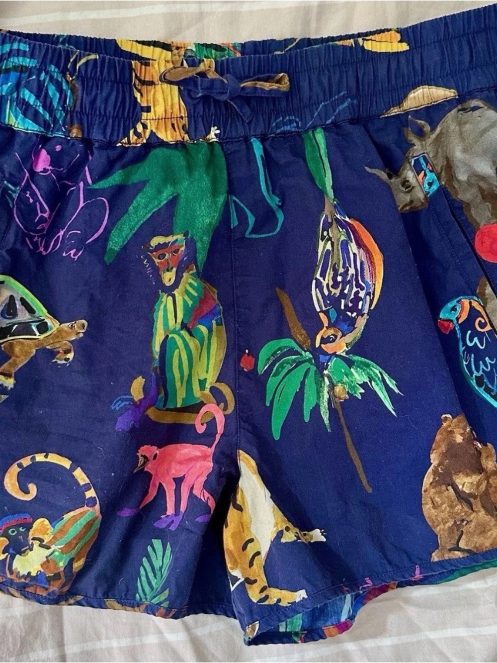 sezane • kurt shorts g. kero jungle print pull on 100% cotton dark blue animals